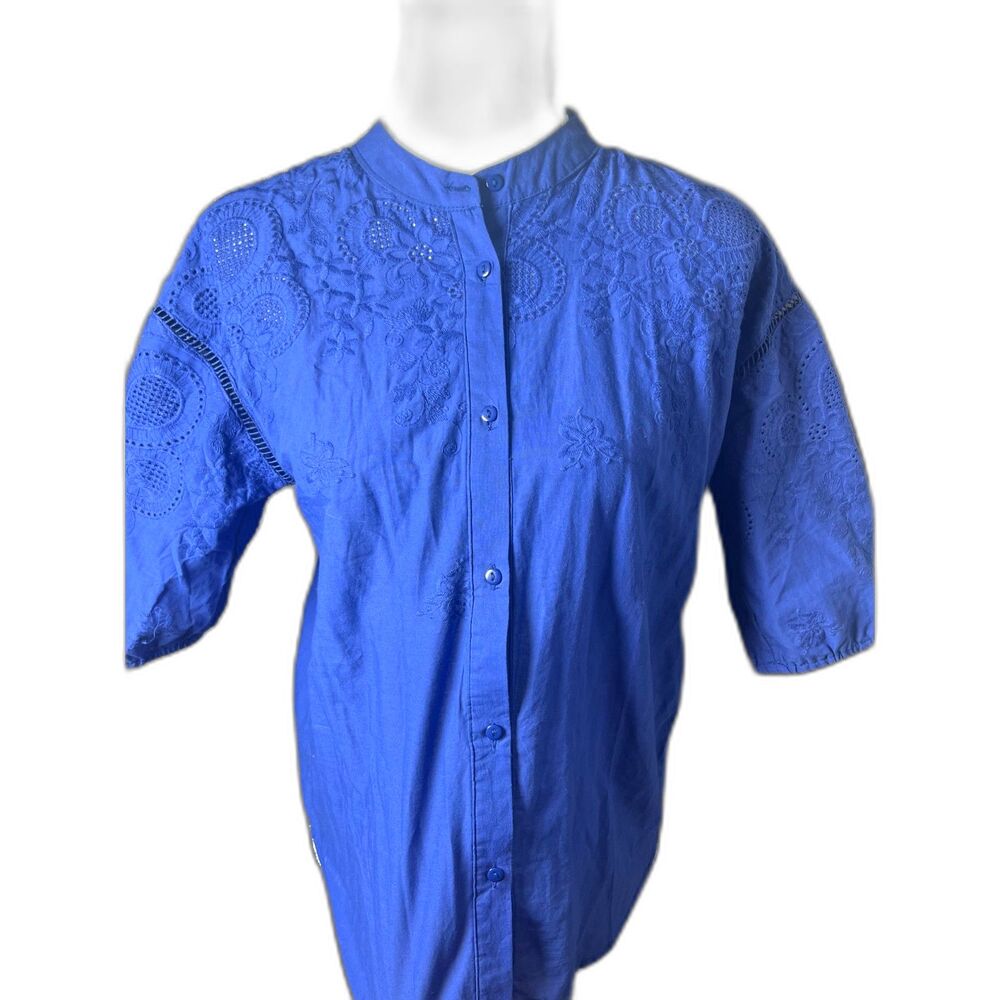 Liv Los Angeles Size Medium Blouse Button Down 100% Cotton Floral NWT Nordstrom